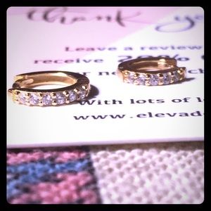 Gold and white crystal Huggie hoops, 6cm and 7cm